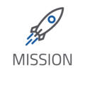 Bild von einer Rakete mit Schriftzug Mission